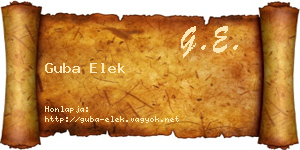 Guba Elek névjegykártya